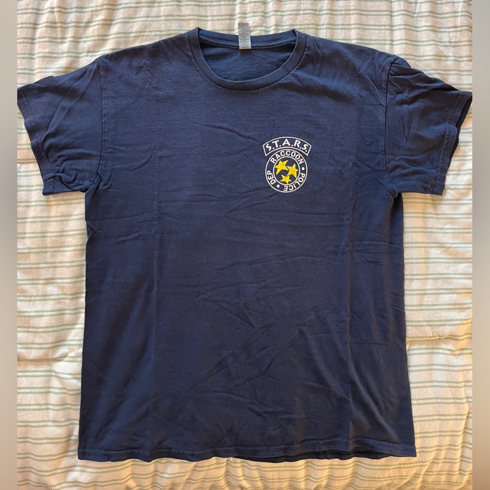 Large Navy-Blue Custom STARS Resident Evil Shirt